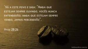 ‘Vá a este povo e diga: "Ainda que estejam sempre ouvindo, vocês nunca entenderão; ainda que estejam sempre vendo, jamais perceberão". Atos 28:26