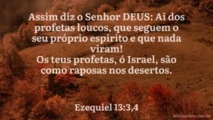 Assim diz o Senhor DEUS: Ai dos profetas loucos, que seguem o seu próprio espírito e que nada viram! Os teus profetas, ó Israel, são como raposas nos desertos. Ezequiel 13:3,4