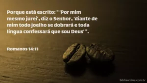 Porque está escrito: " ‘Por mim mesmo jurei’, diz o Senhor, ‘diante de mim todo joelho se dobrará e toda língua confessará que sou Deus’ ". Romanos 14:11