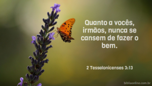 Quanto a vocês, irmãos, nunca se cansem de fazer o bem. 2 Tessalonicenses 3:13