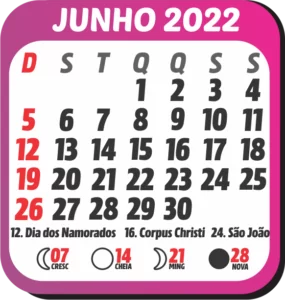 Calendário Junho 2022